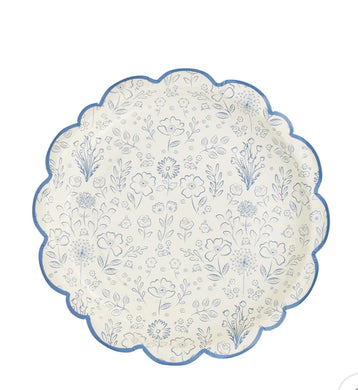 Blue and White Floral Paper Plates