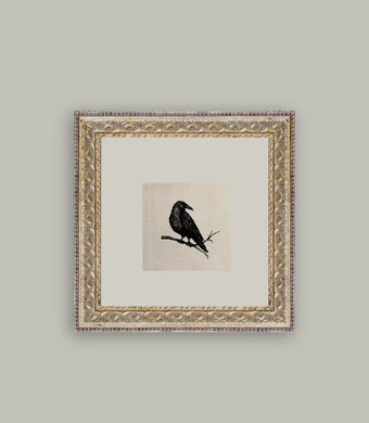 Crow framed antique art