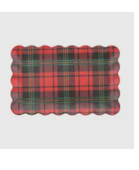 Christmas Plaid Bamboo Tray