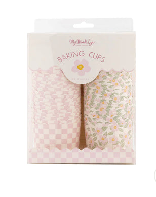 Floral and Checkered Baking Cups