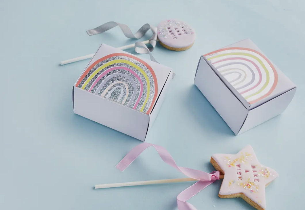 Rainbow mini cake boxes