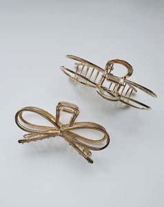 Gold bow hair clip
