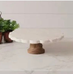 Scalloped Marble Cake Stand