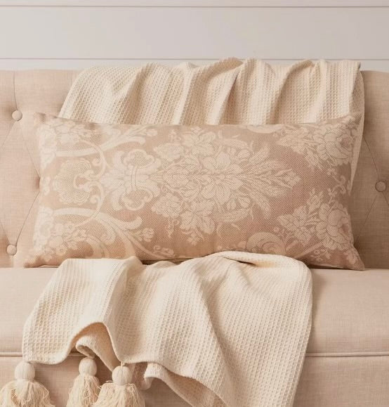 Blush and Cream Floral Pillow