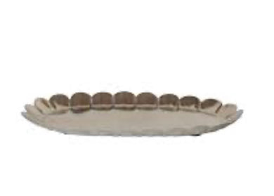 Scalloped silver metal tray