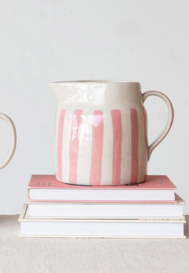 Pink striped water pitcher