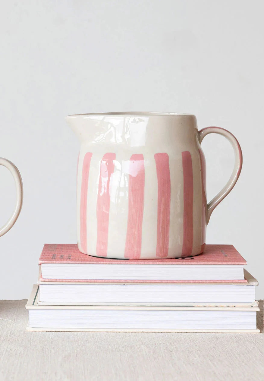 Pink striped water pitcher