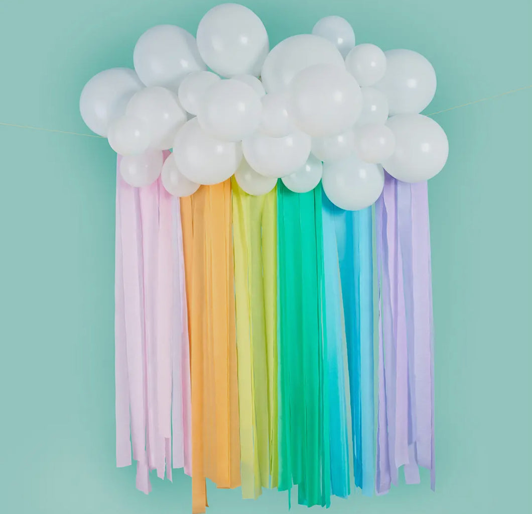 Rainbow balloon streamer backdrop