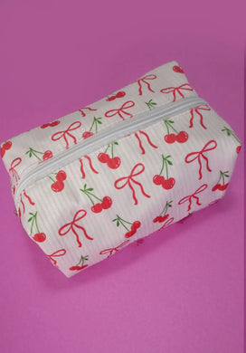 Cherry & bow makeup bag