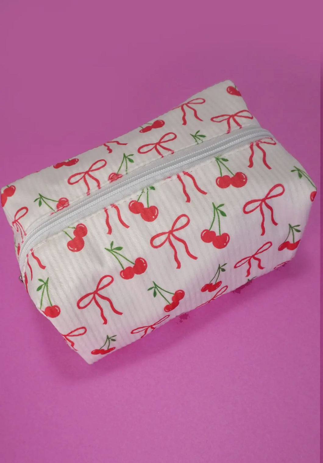 Cherry & bow makeup bag