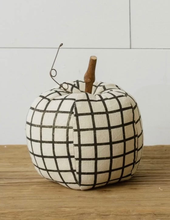 Black and Cream Check Pumpkin Pillow