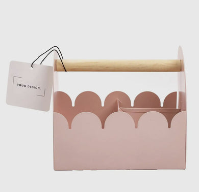 Pink metal scalloped caddy