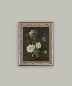 Large Moody Floral Framed Art