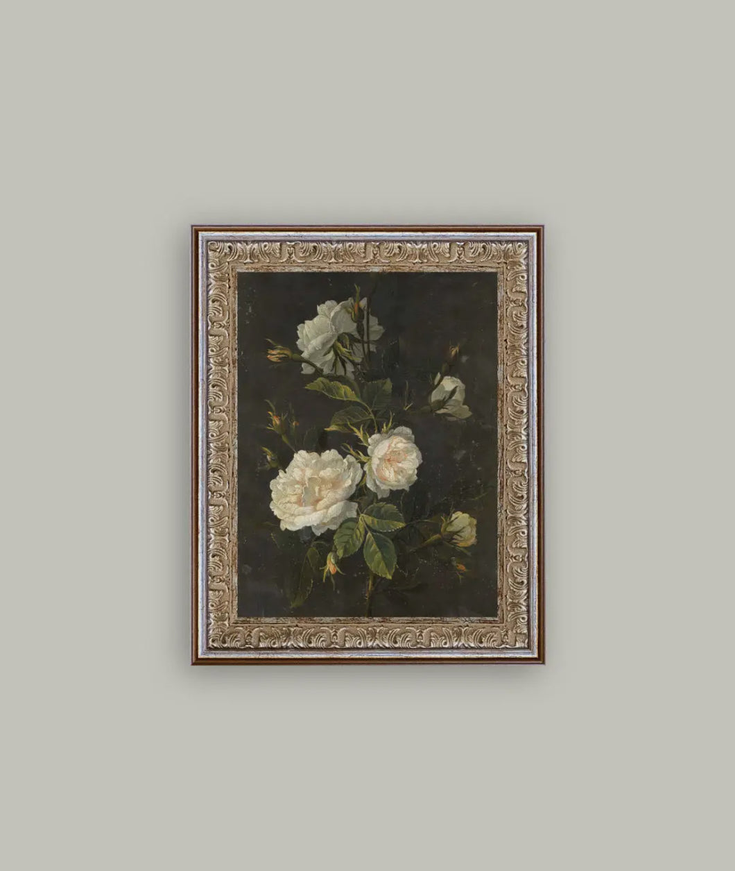 Large Moody Floral Framed Art