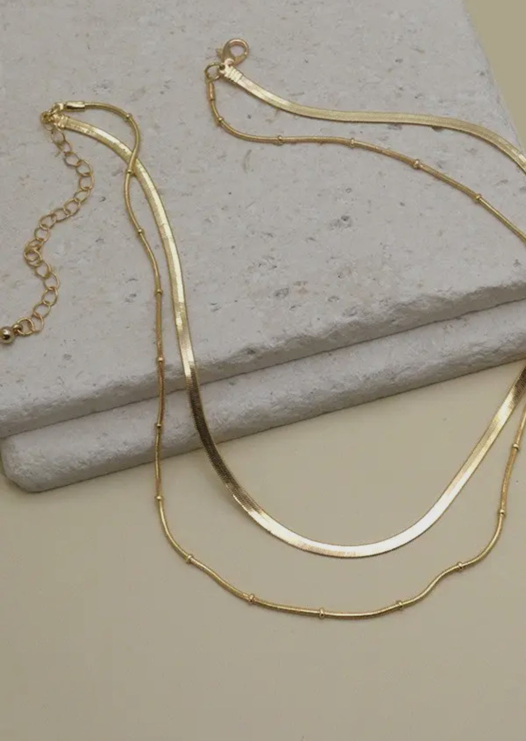 Double snake chain layer necklace