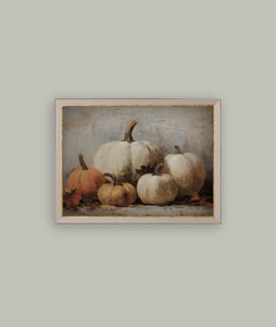 Vintage pumpkins framed antique art