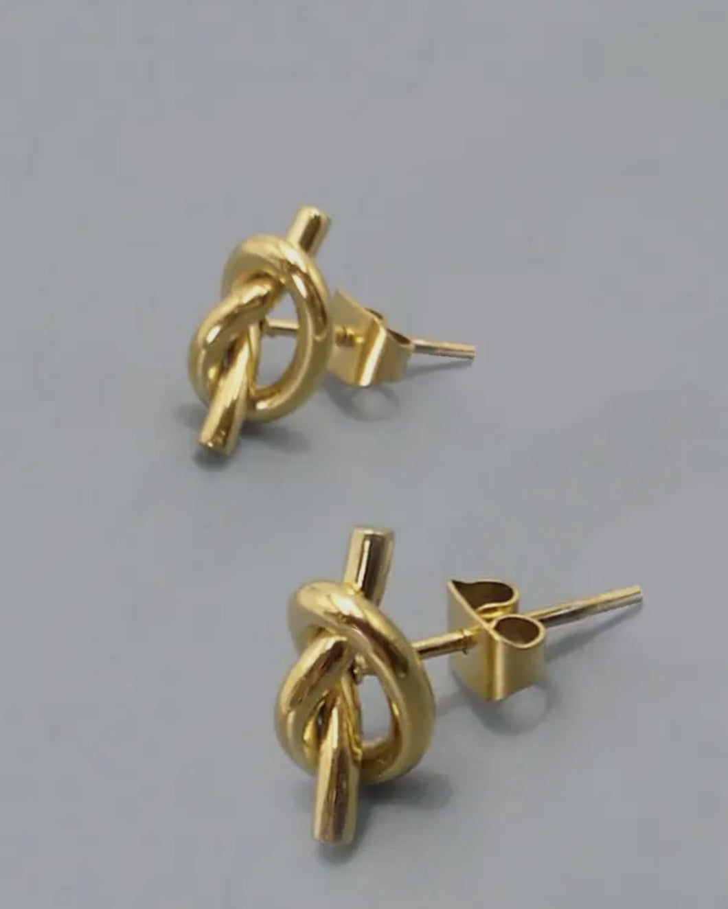 Tarnish free gold knot earrings