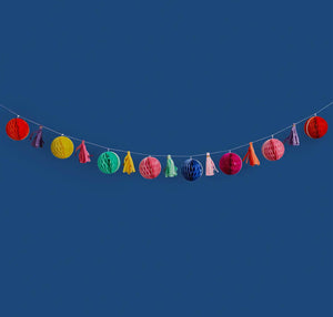 Colored honeycomb tassel garland