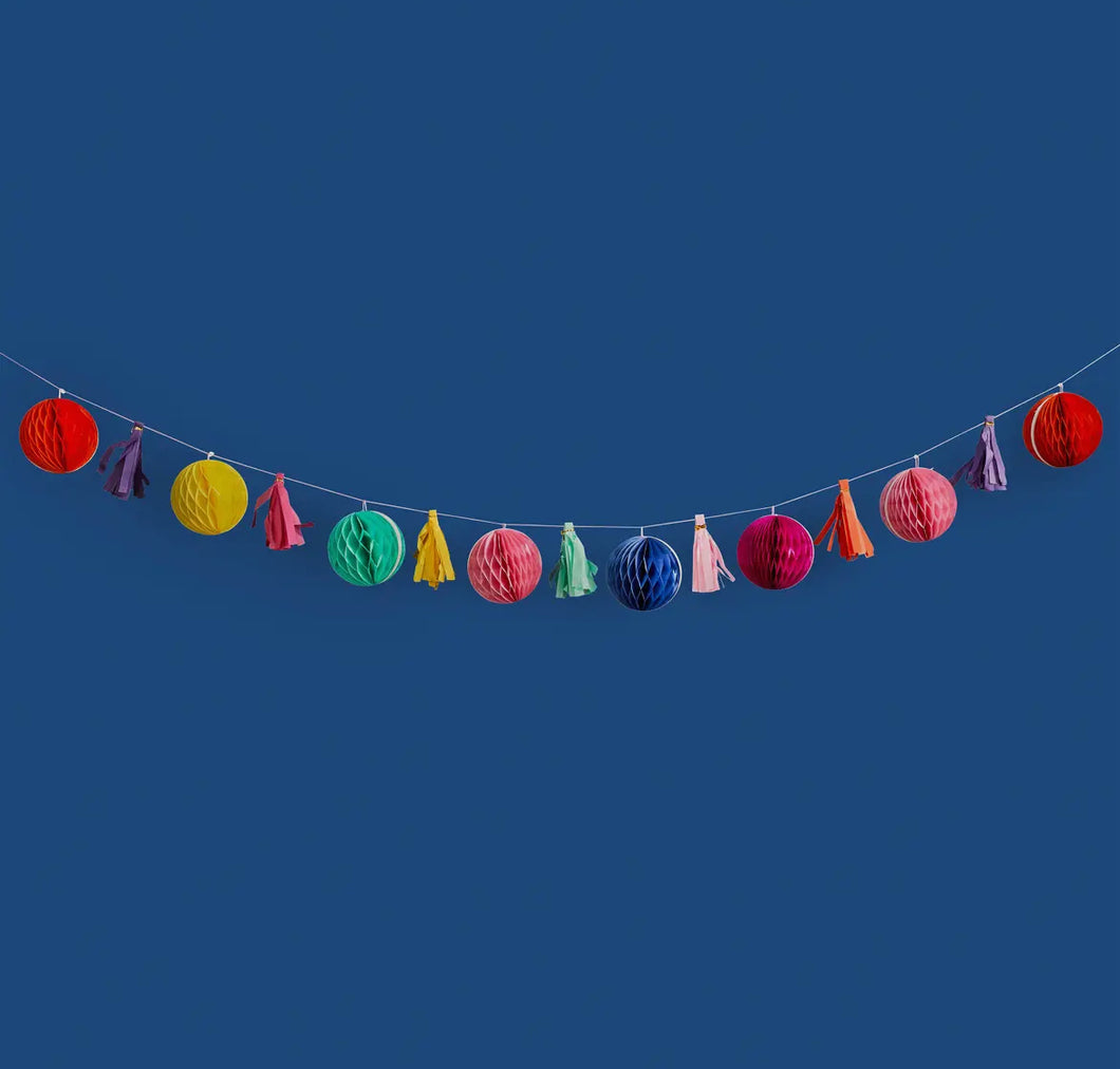 Colored honeycomb tassel garland