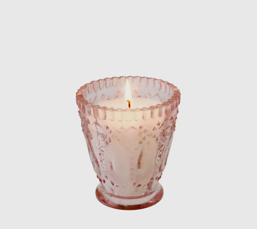 Pink glass Candle