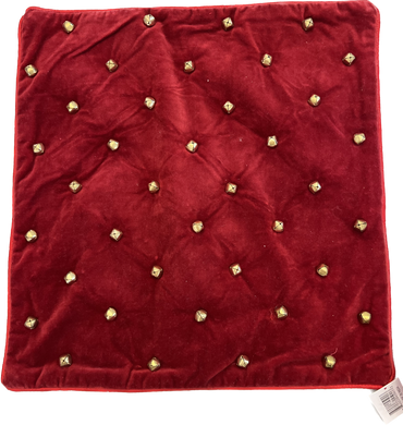 Red Pillow with Gold Bells