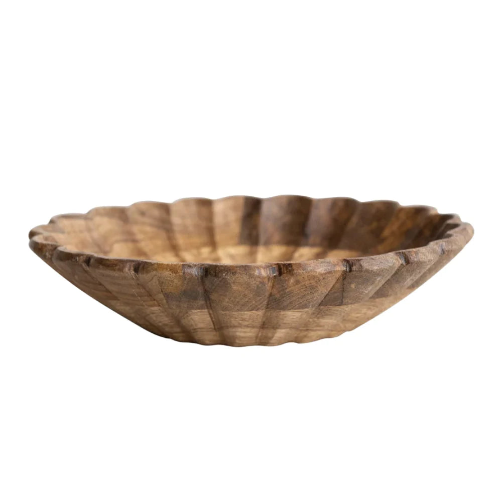 Mango Wood scalloped bowl