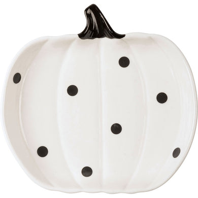 Black Polka dot Pumpkin Plate