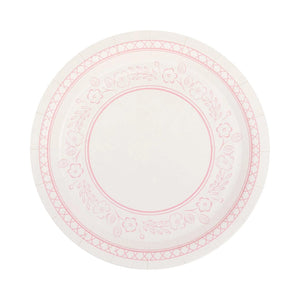 Pink and white floral paper plates