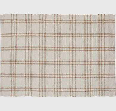 Cream plaid layered rug