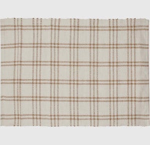 Cream plaid layered rug