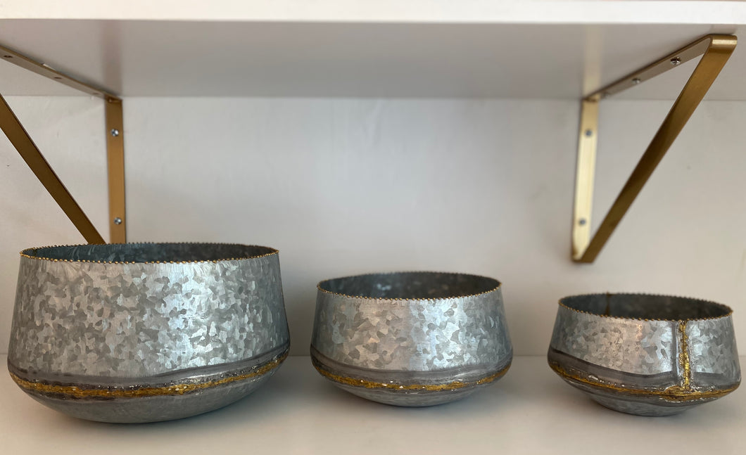 Galvanized and Gold Bowl Medium