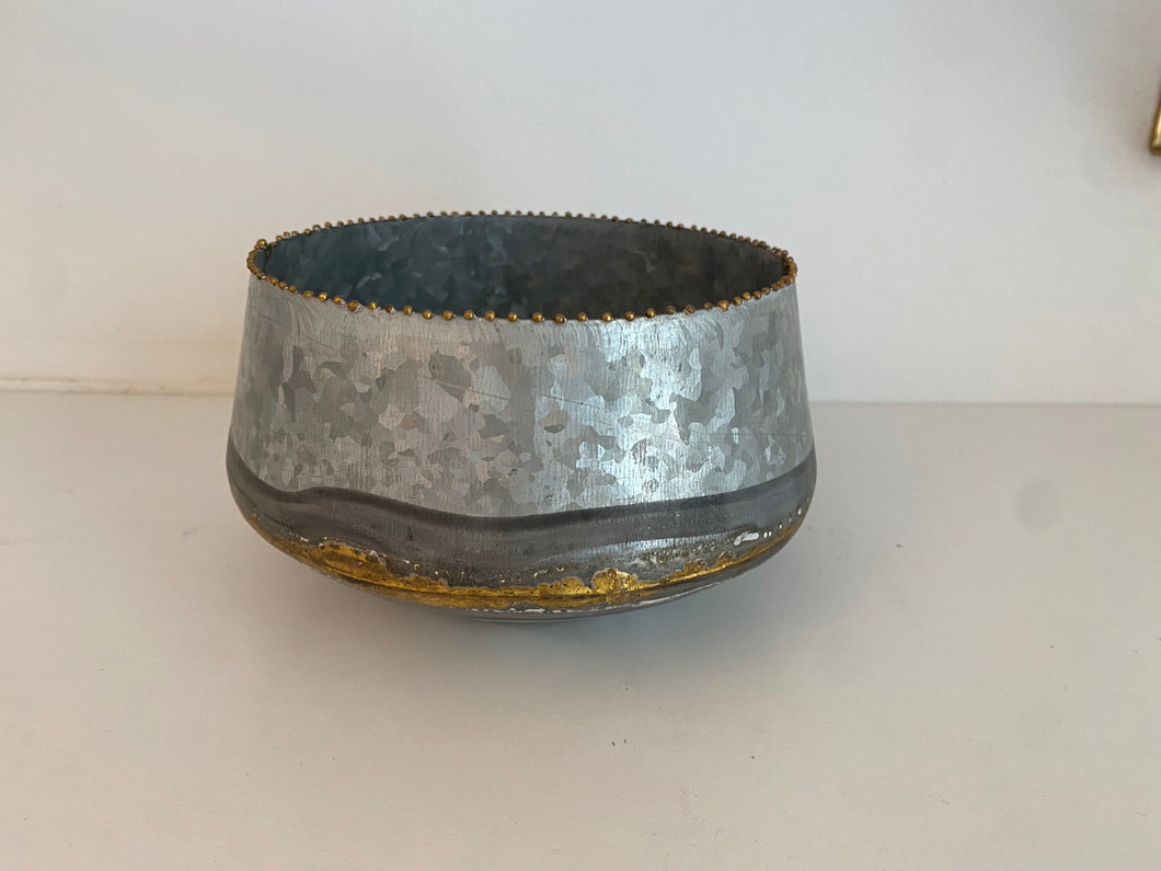 Galvanized and Gold Bowl Large