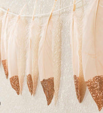 Load image into Gallery viewer, Rose gold dipped feather banner