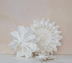 Hanging paper snowflakes